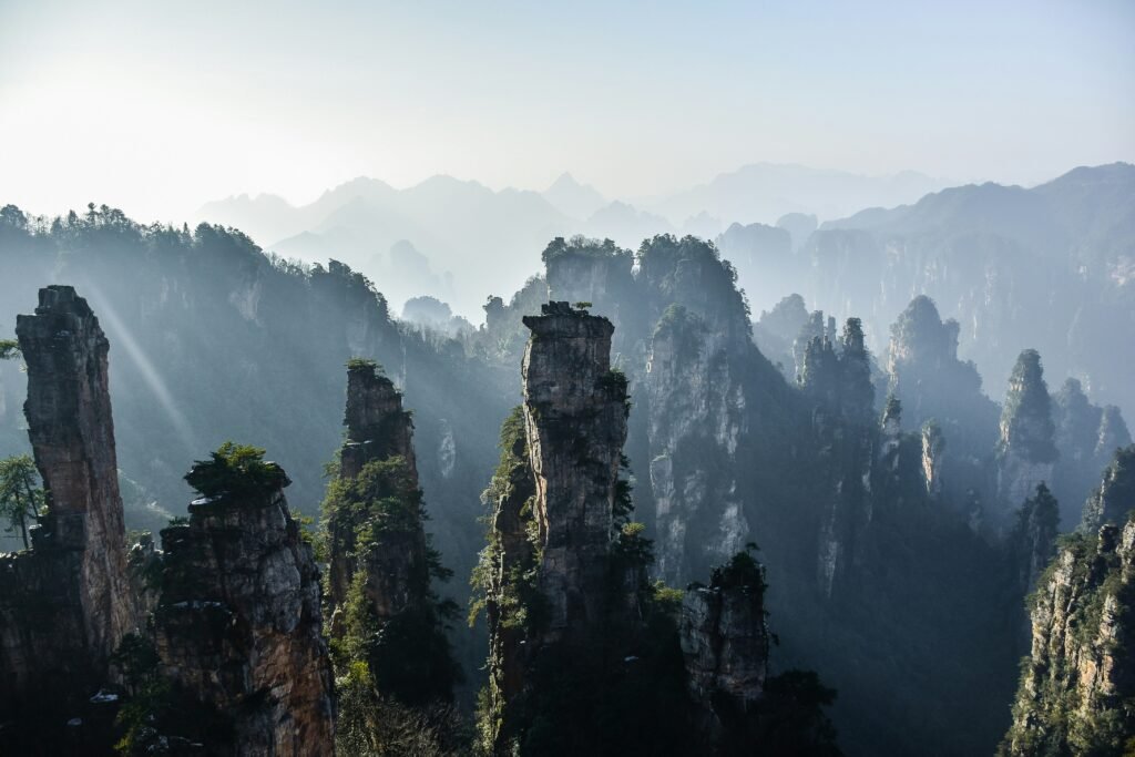 Rocky pillars in Zhangjiajie, China