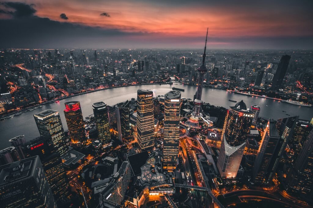 This shot was done from the rooftop of Jin Mao Tower, 23rd tallest building in the world, after its successful conquest. Shanghai, Cina