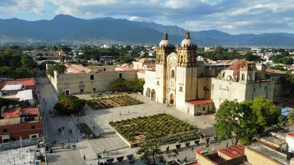 The main square and cathedral in Ciudad de Oaxaca, Mexico.